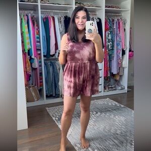 Tie-Dye Sleeveless Romper in Mauve
